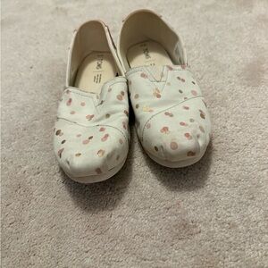 Toms Cream Loafers with Pink and Gold Accents